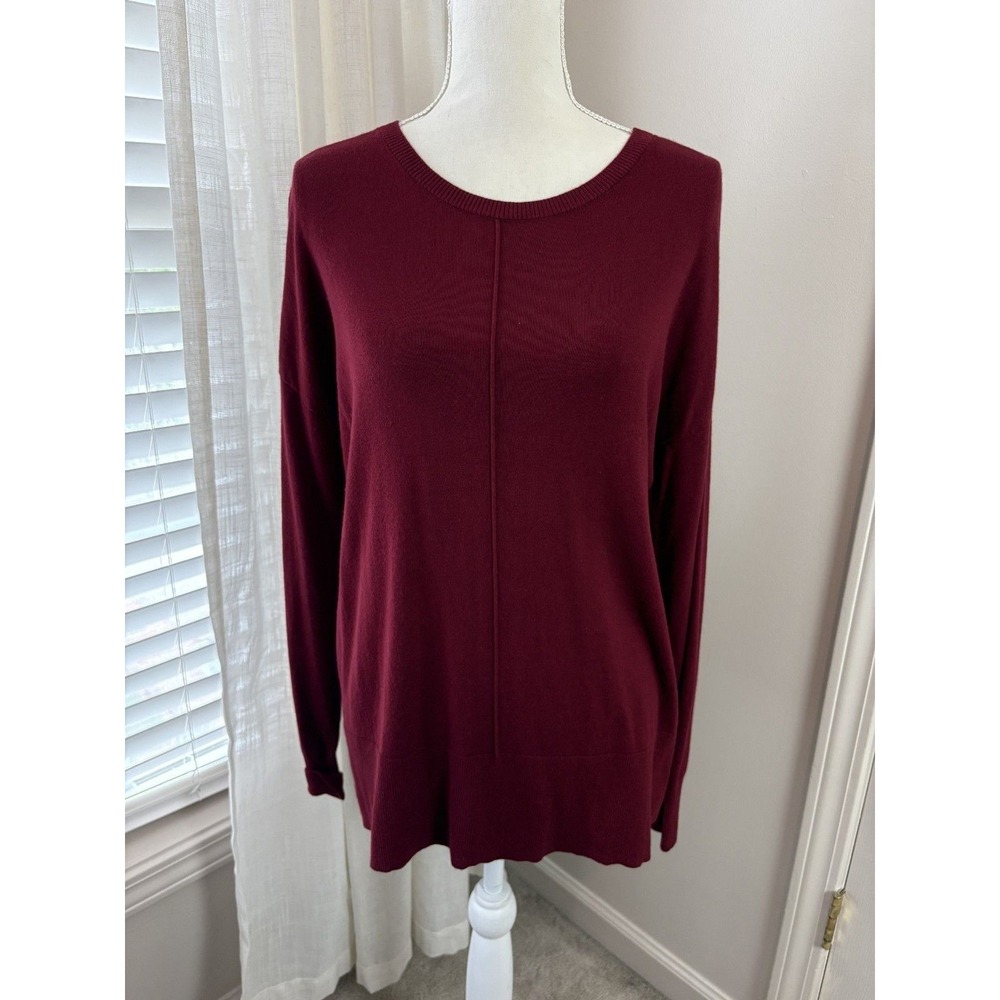 Elliott Lauren Sweater Womens XS Burgundy Excellent Center Seam Crew Neck Knit
